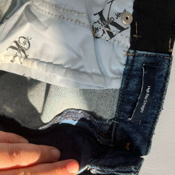 Calvin Klein Jeans Women High Rise Straight Blue Raw Hem Denim Ankle Plus 20W - Picture 10 of 12